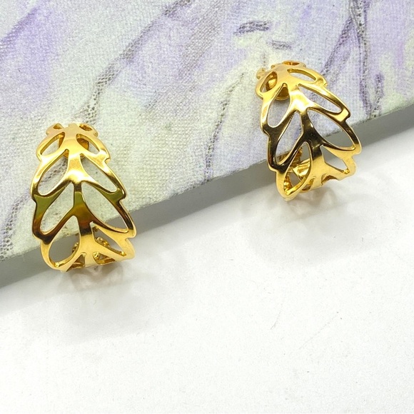NAPIER Gold Tone Clip-On Hoops Earrings - Picture 7 of 9